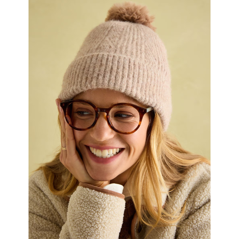 Joules Ladies Effie Knitted Bobble Hat - Camel-1