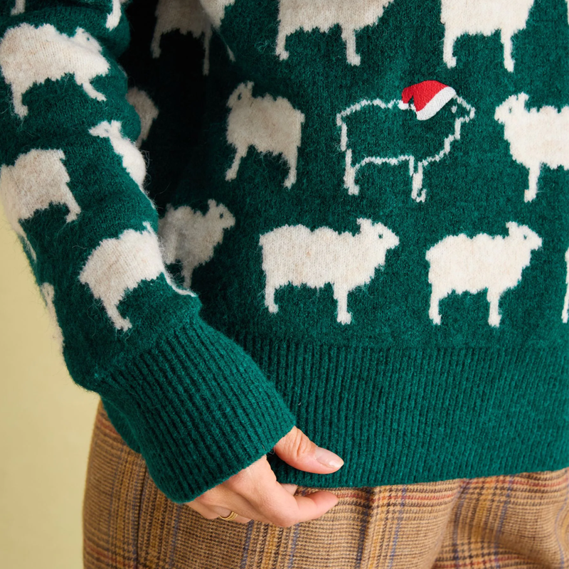 Joules Ladies Fleece Navidad Christmas Jumper - Green-4