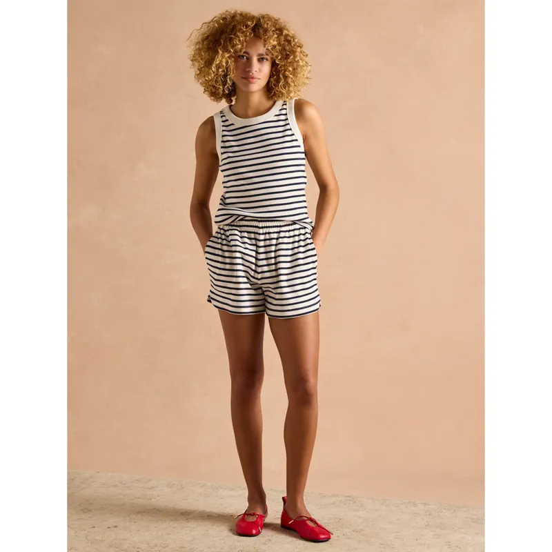 Joules Ladies Harbour Cotton Jersey Shorts - Creme-3