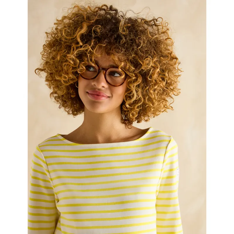 Joules Ladies Harbour Boat Neck Breton Top - Yellow Stripe-4