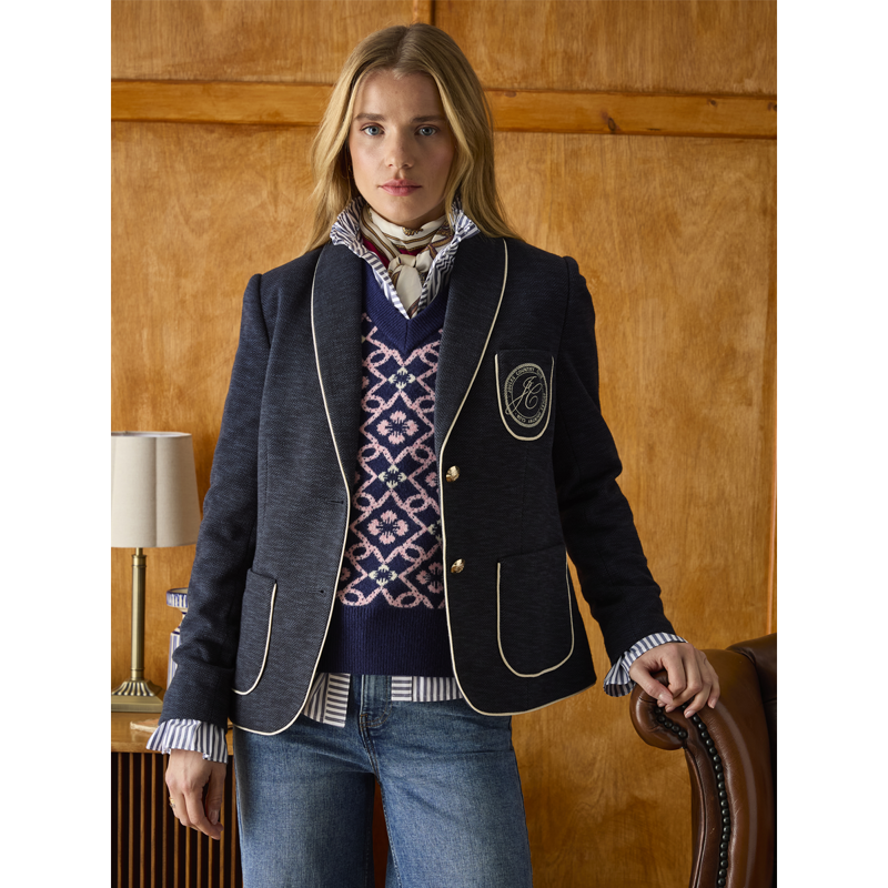 Joules Ladies Hartley Shawl Collar Blazer - Navy-8