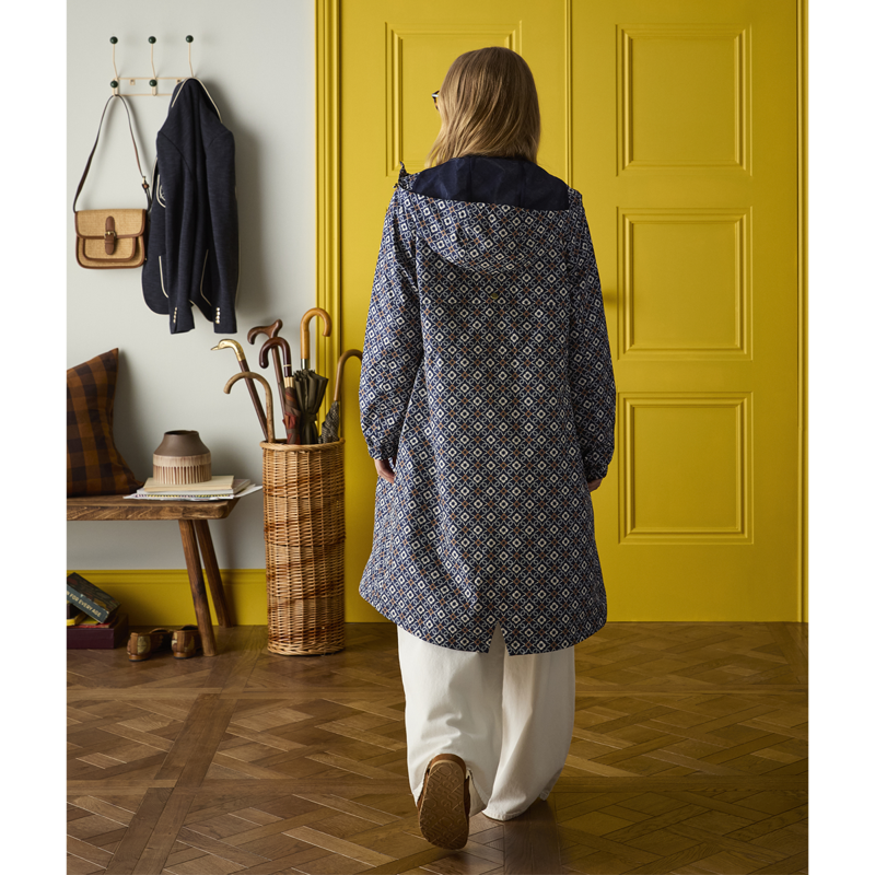 Joules Ladies Holkham Waterproof Packable Raincoat - Flower Geo-7