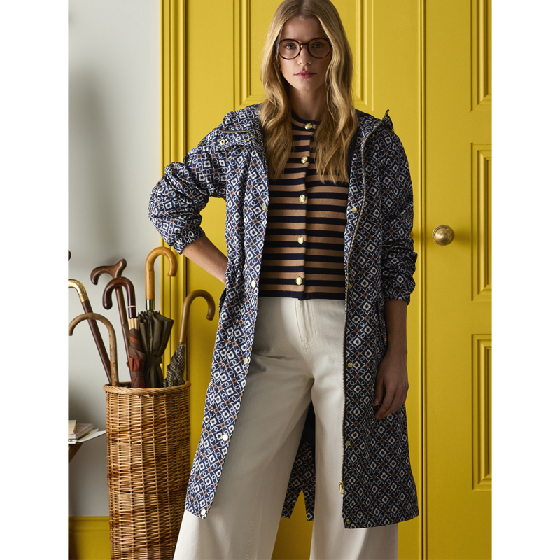 Joules Ladies Holkham Waterproof Packable Raincoat - Flower Geo-6