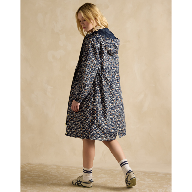 Joules Ladies Holkham Waterproof Packable Raincoat - Flower Geo-2