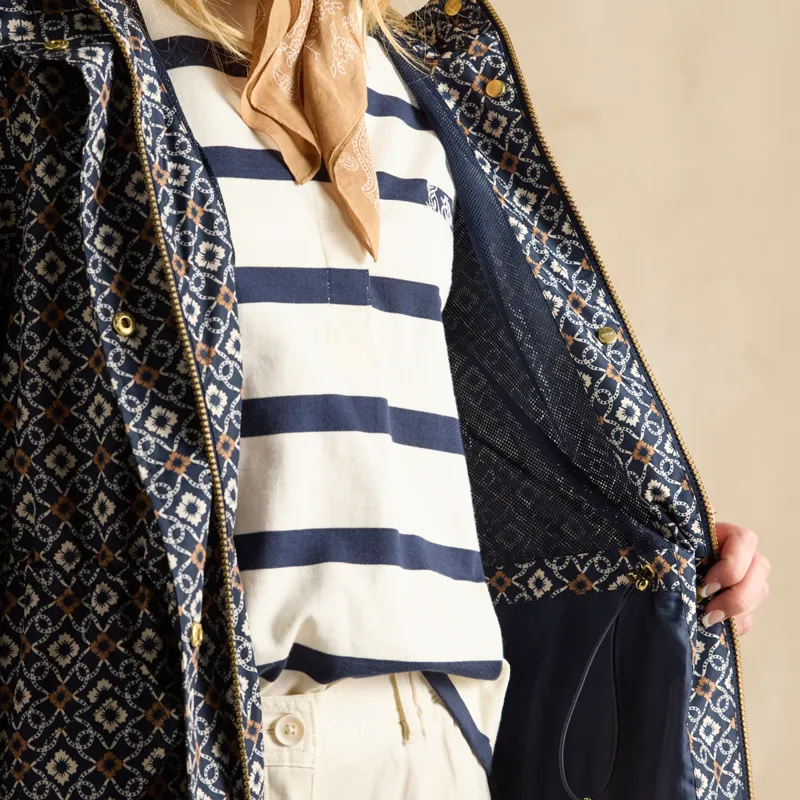 Joules Ladies Holkham Waterproof Packable Raincoat - Flower Geo-8