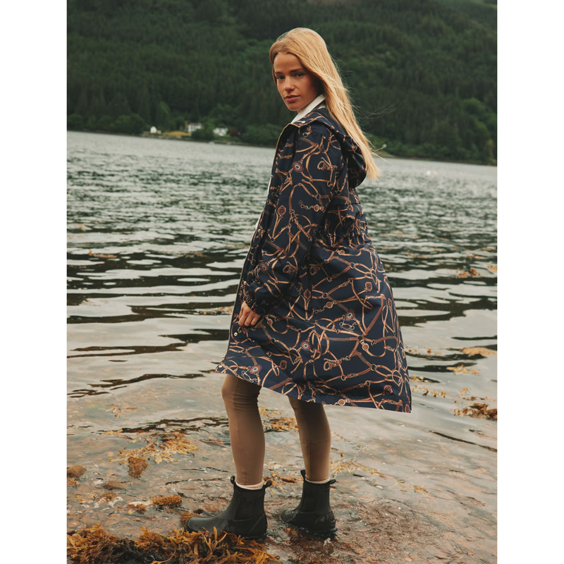 Joules Ladies Holkham Waterproof Packable Raincoat - Navy Bridle-10