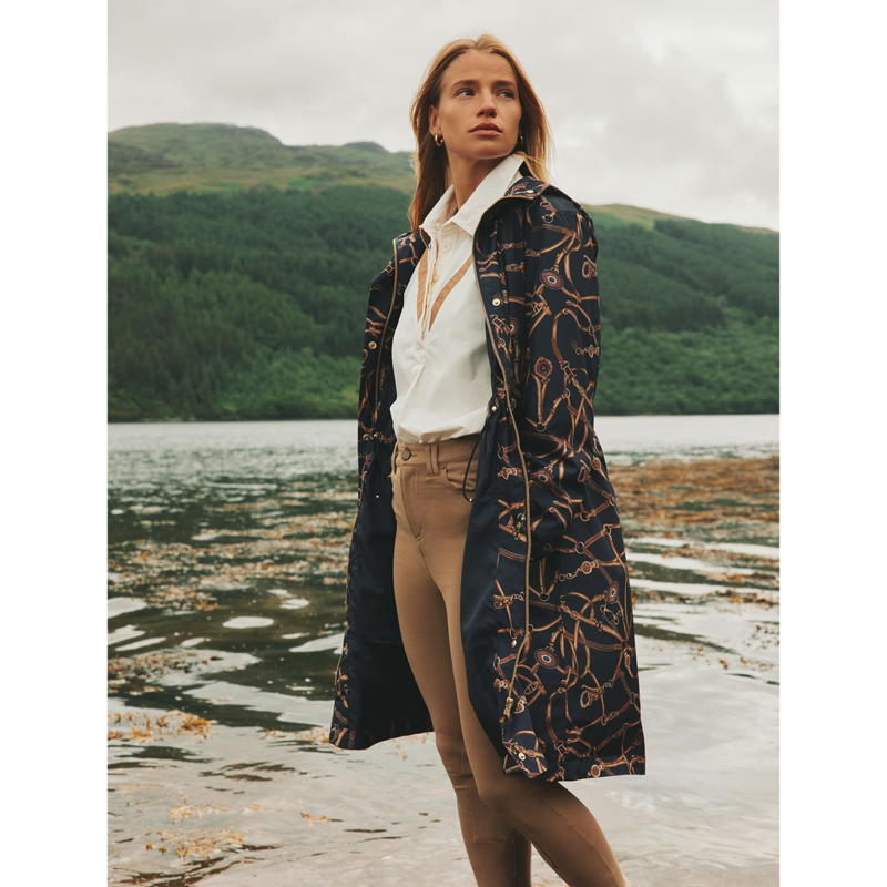 Joules Ladies Holkham Waterproof Packable Raincoat - Navy Bridle-9