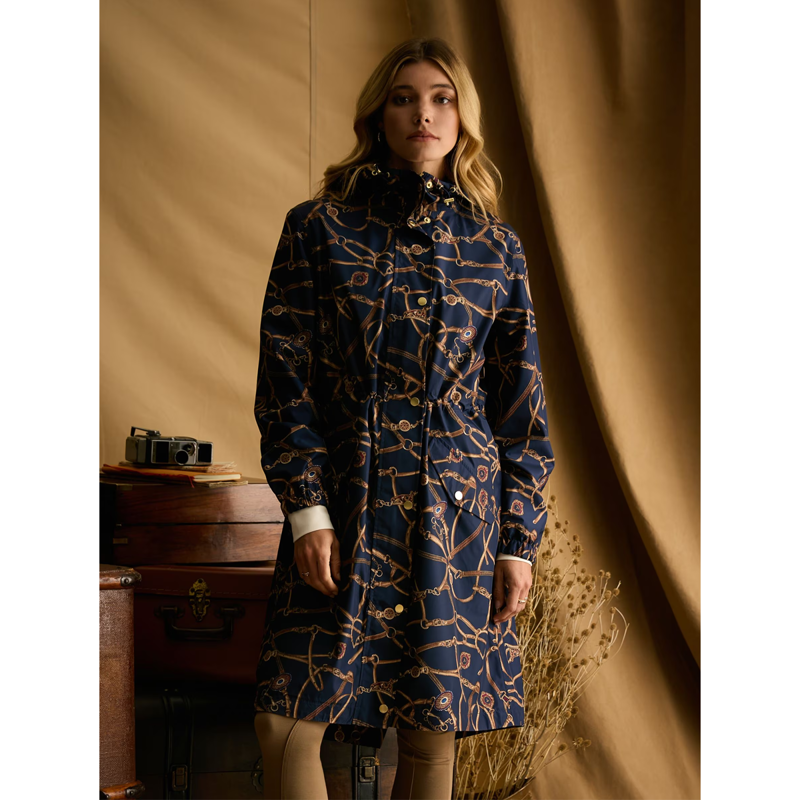 Joules Ladies Holkham Waterproof Packable Raincoat - Navy Bridle-8