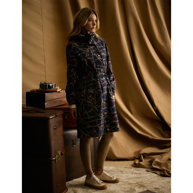 Joules Ladies Holkham Waterproof Packable Raincoat - Navy Bridle-7