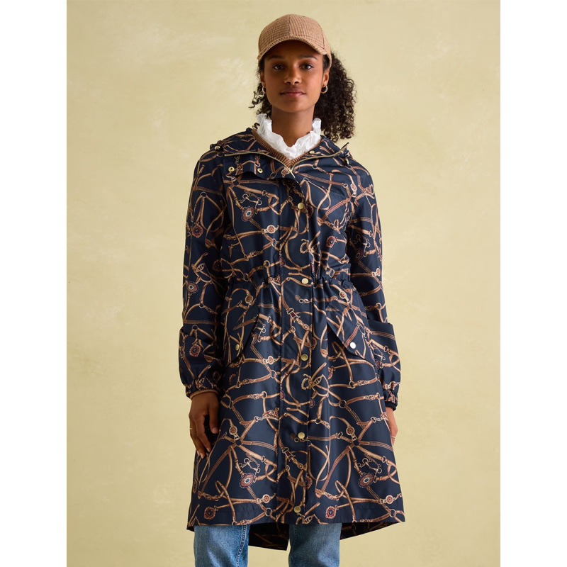 Joules Ladies Holkham Waterproof Packable Raincoat - Navy Bridle-1