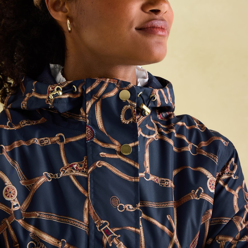 Joules Ladies Holkham Waterproof Packable Raincoat - Navy Bridle-6