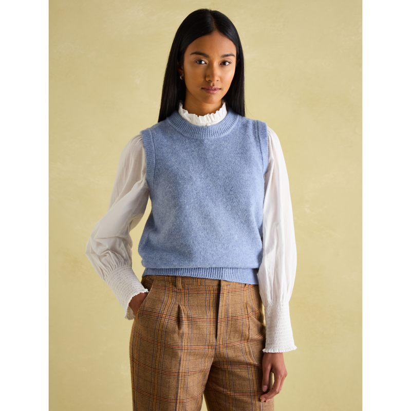 Joules Ladies Holly Regular Fit Knitted Vest - Blue-1