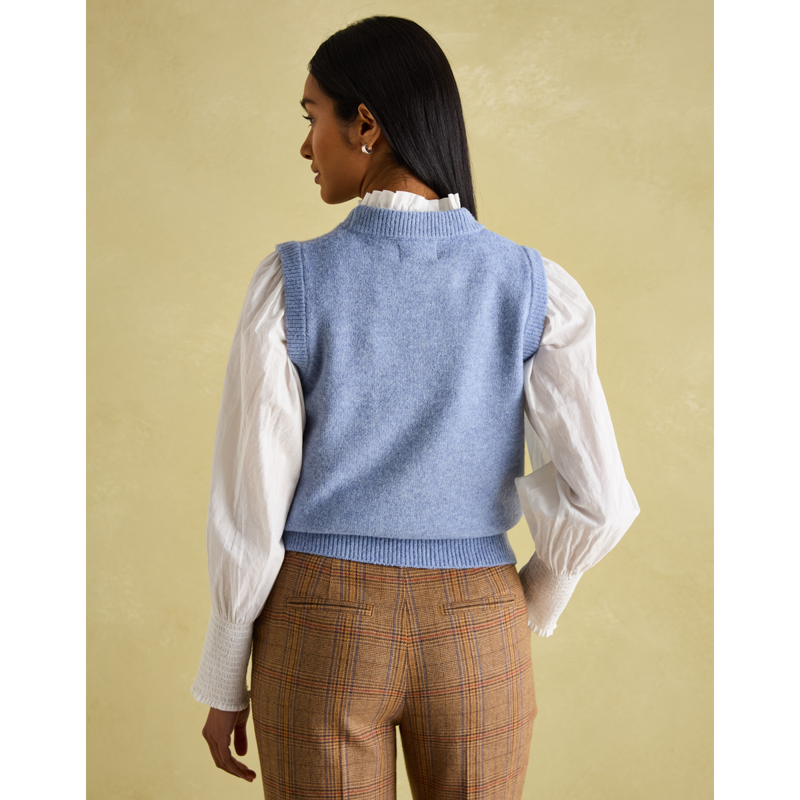 Joules Ladies Holly Regular Fit Knitted Vest - Blue-2