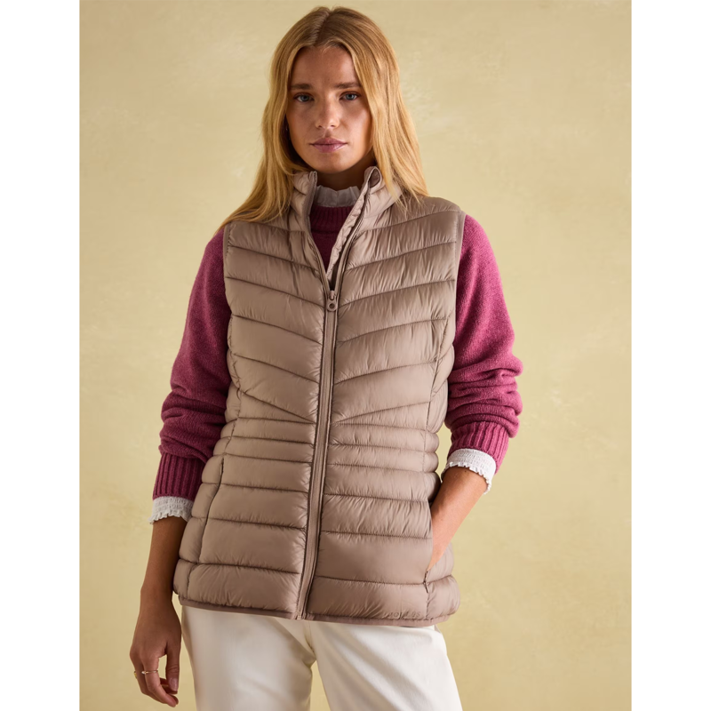 Joules Ladies Kenley Showerproof Padded Gilet - Pearl Grey-1