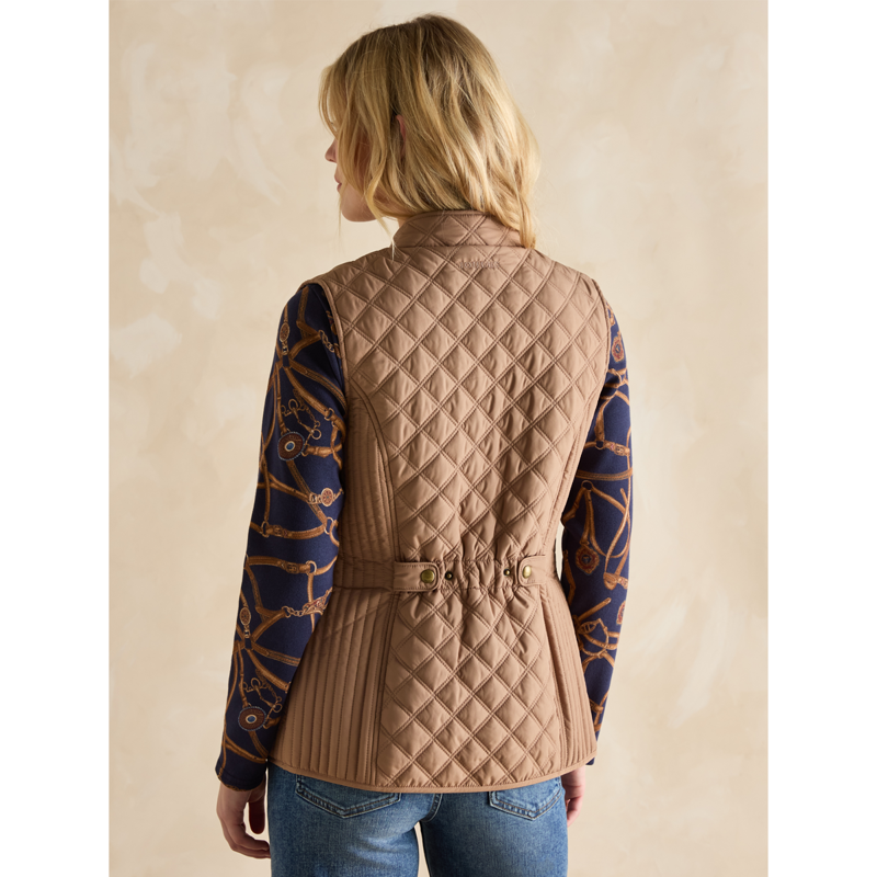 Joules Ladies Minx Showerproof Diamond Quilted Gilet - Brown-3