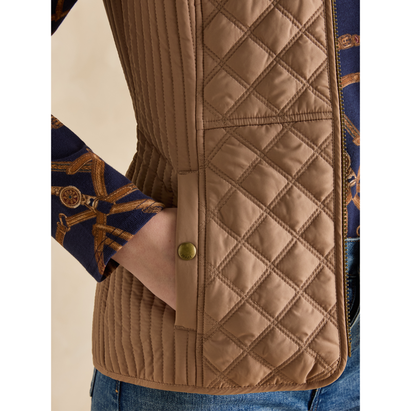 Joules Ladies Minx Showerproof Diamond Quilted Gilet - Brown-5