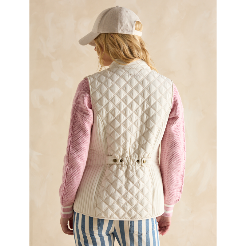 Joules Ladies Minx Showerproof Diamond Quilted Gilet - Cream-2