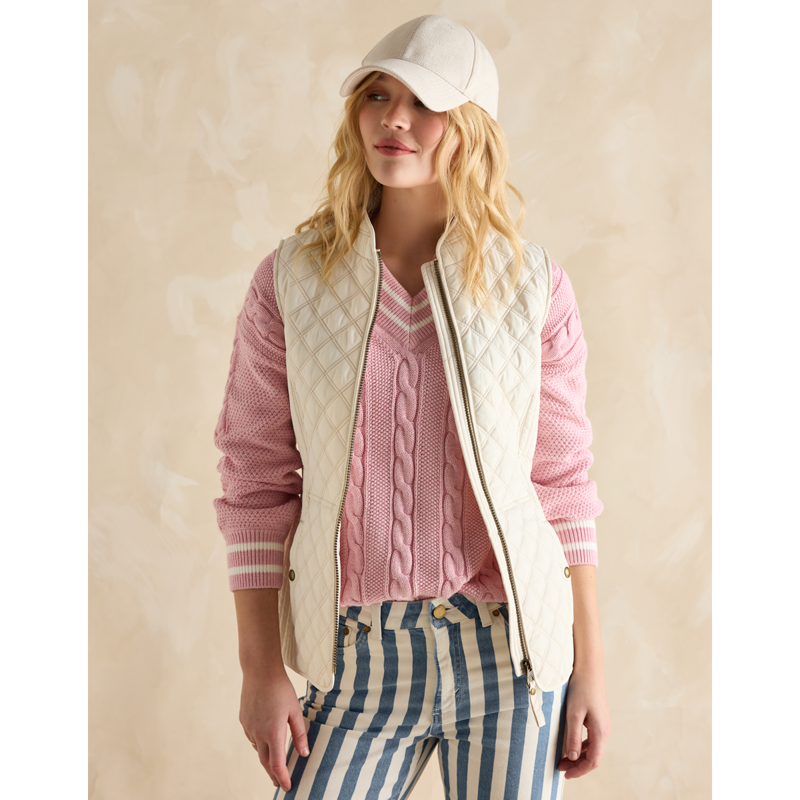 Joules Ladies Minx Showerproof Diamond Quilted Gilet - Cream-3