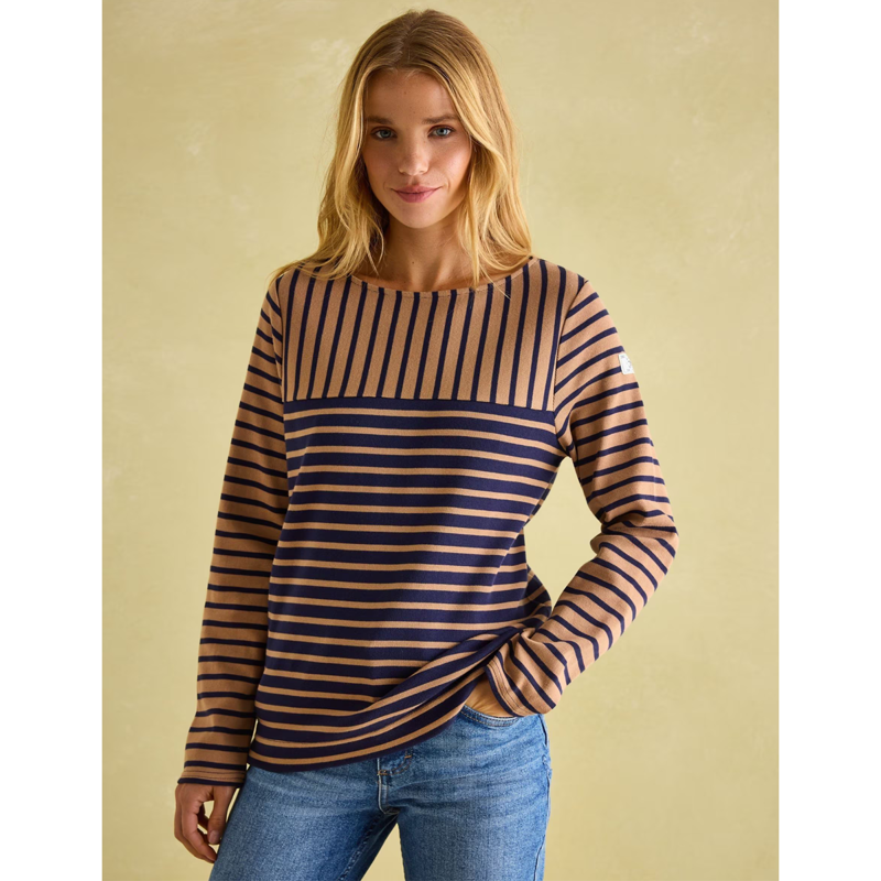 Joules Ladies New Harbour Top - Navy Tan-1