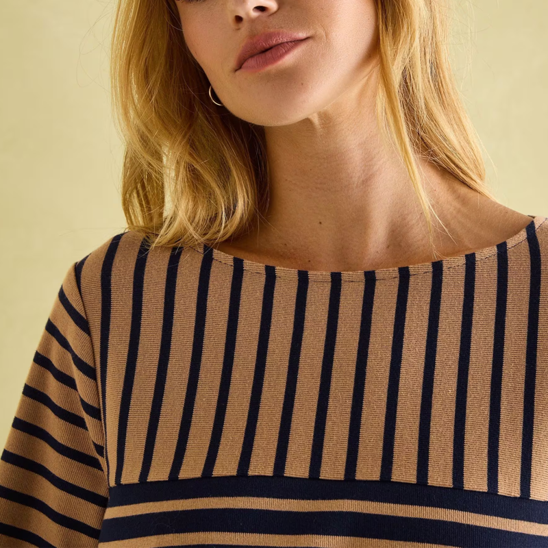 Joules Ladies New Harbour Top - Navy Tan-4