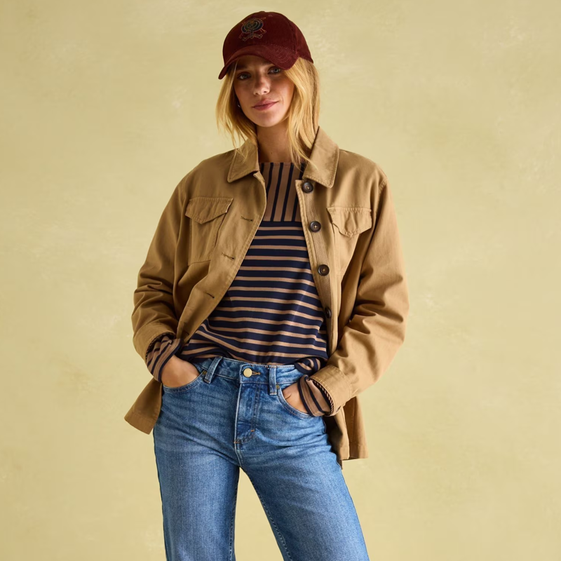 Joules Ladies New Harbour Top - Navy Tan-3