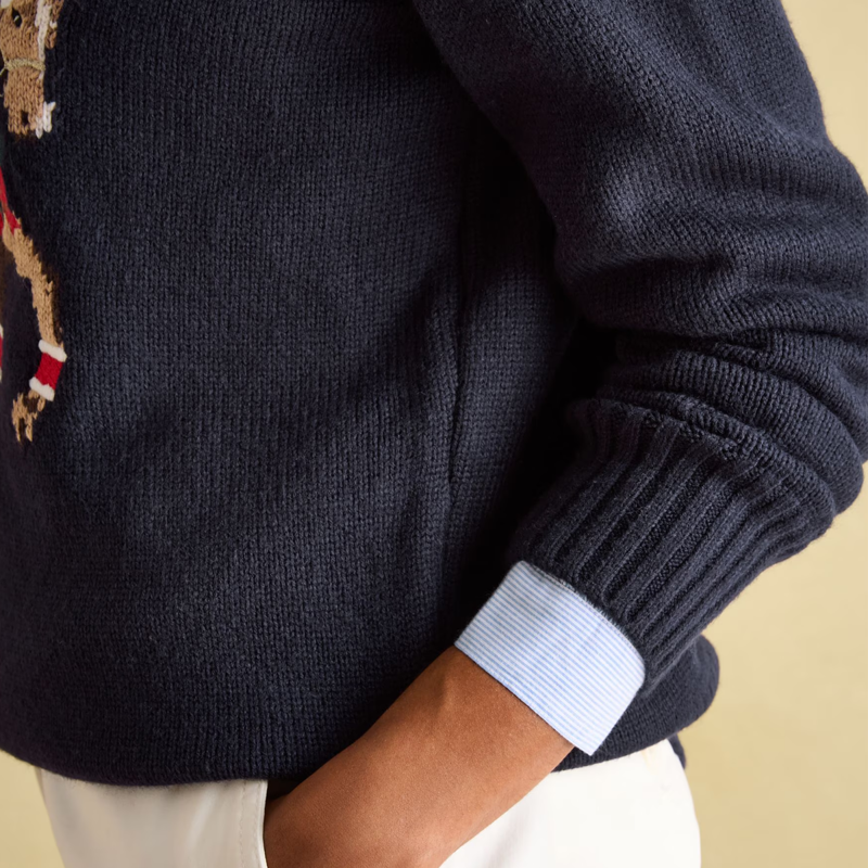 Joules Ladies Noelle Intarsia Christmas Jumper - Navy Horse-4