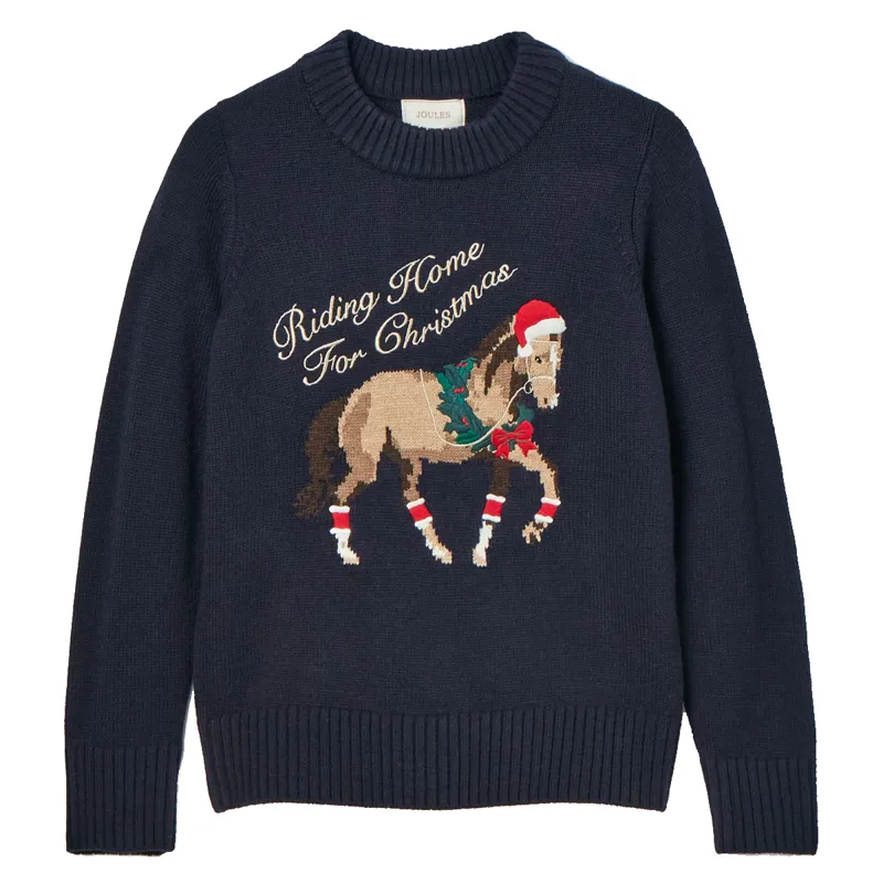 Joules Ladies Noelle Intarsia Christmas Jumper - Navy Horse