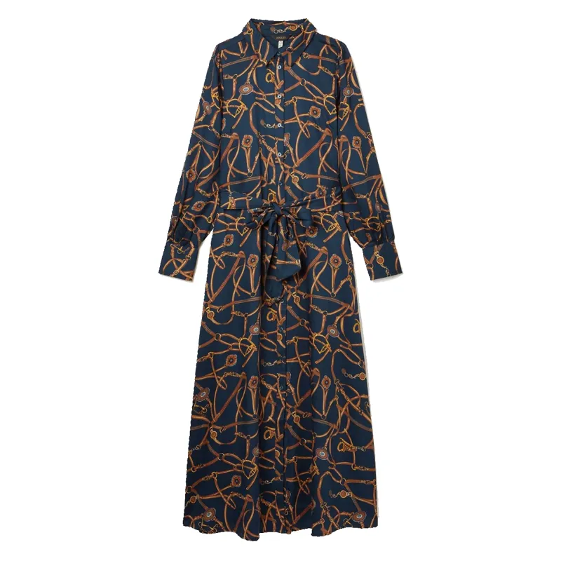 Joules Ladies Penelope Satin Shirt Dress - Navy Bridle