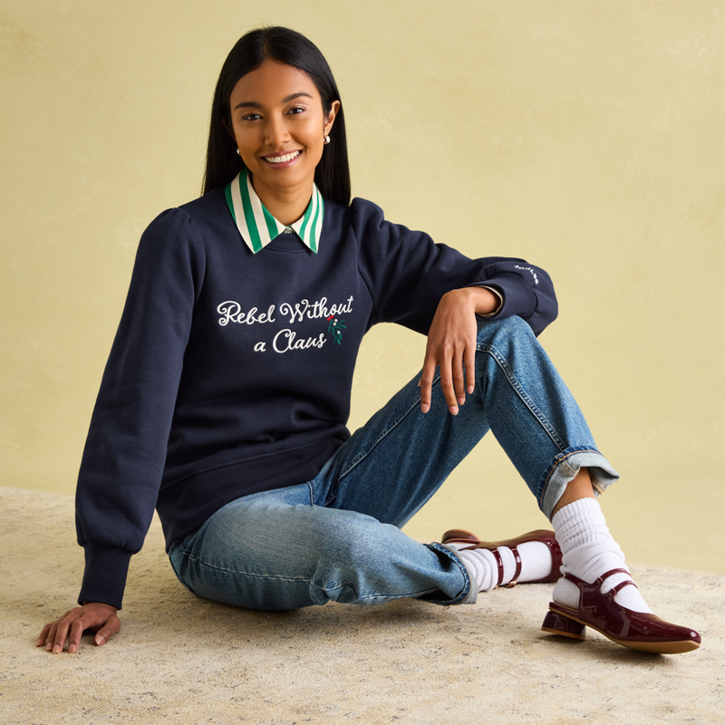 Joules Ladies Robyn Christmas Sweatshirt - Navy-3