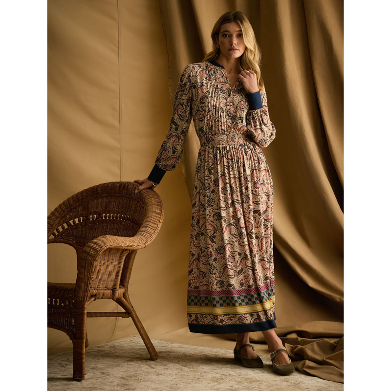 Joules Ladies Rosa Multi Printed Midi Shirt Dress - Paisley-3