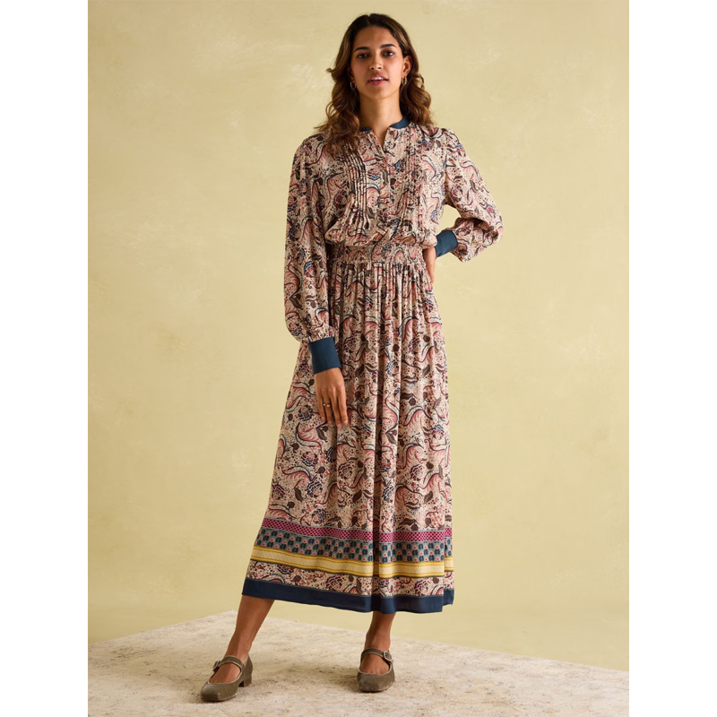 Joules Ladies Rosa Multi Printed Midi Shirt Dress - Paisley-1