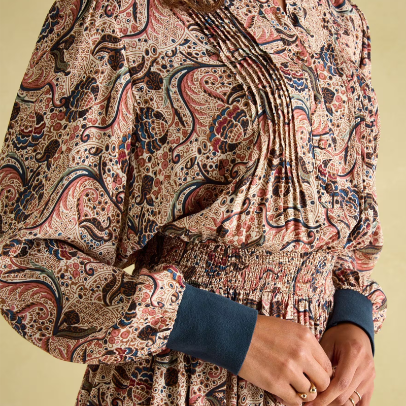 Joules Ladies Rosa Multi Printed Midi Shirt Dress - Paisley-5