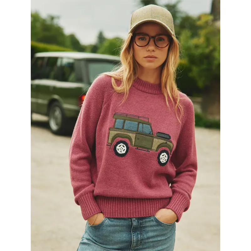 Joules Ladies Rutland Applique Knitted Jumper - Raspberry Pink 4x4