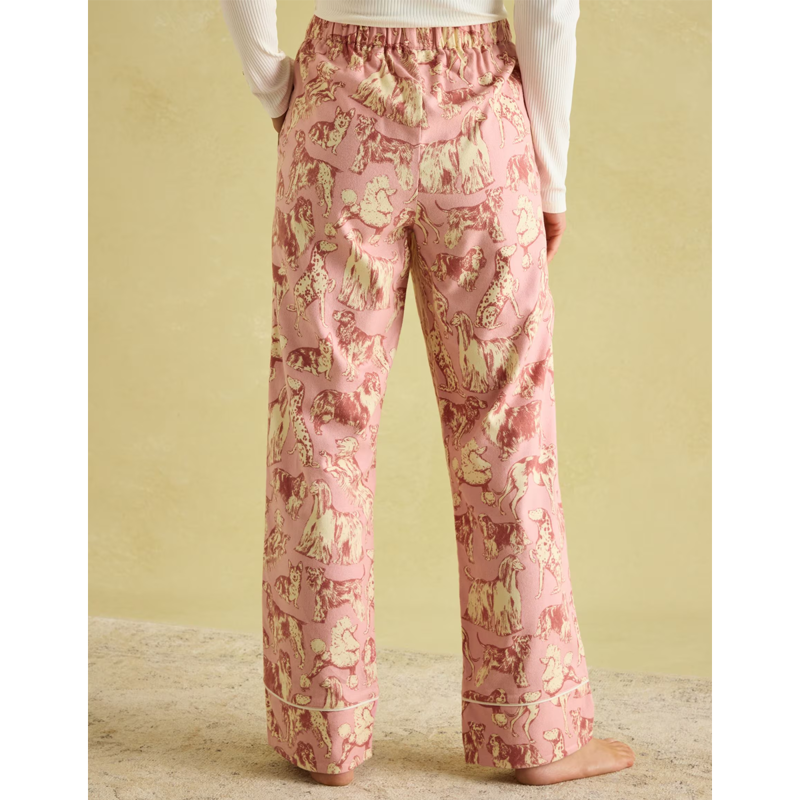 Joules Ladies Stella Cotton Pyjama Bottoms - Pink Dogs-2