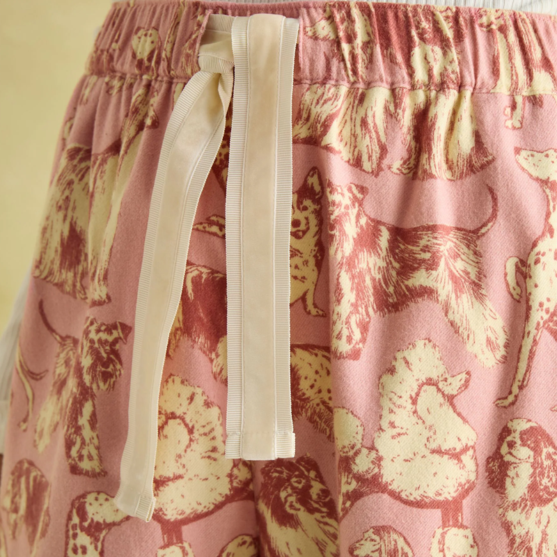 Joules Ladies Stella Cotton Pyjama Bottoms - Pink Dogs-3