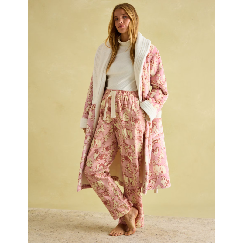 Joules Ladies Stella Cotton Pyjama Bottoms - Pink Dogs-4