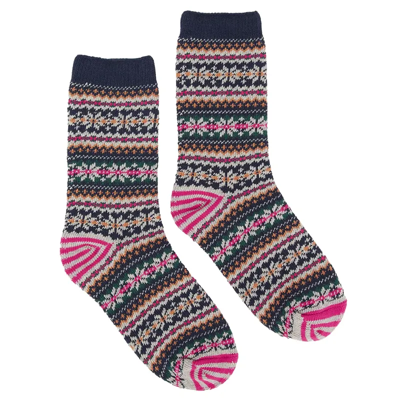Joules Ladies' Lucille Fair Isle Socks - Navy Fair Isle