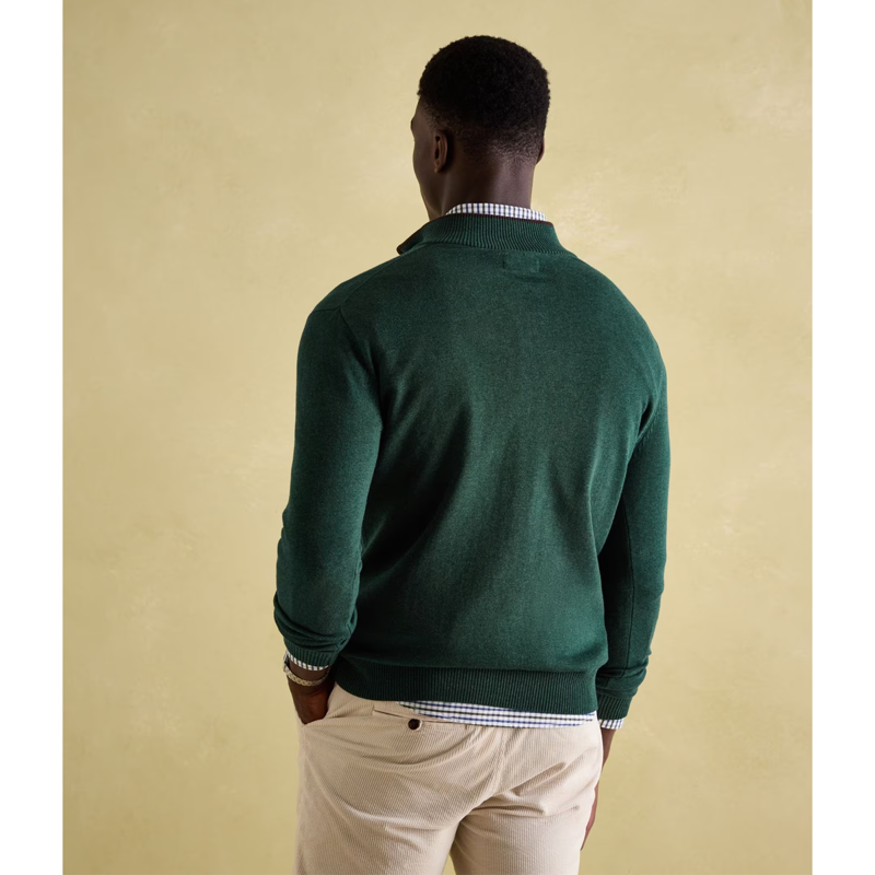 Joules Men's Hillside Quarter Zip Knit Jumper - Dark Green-2