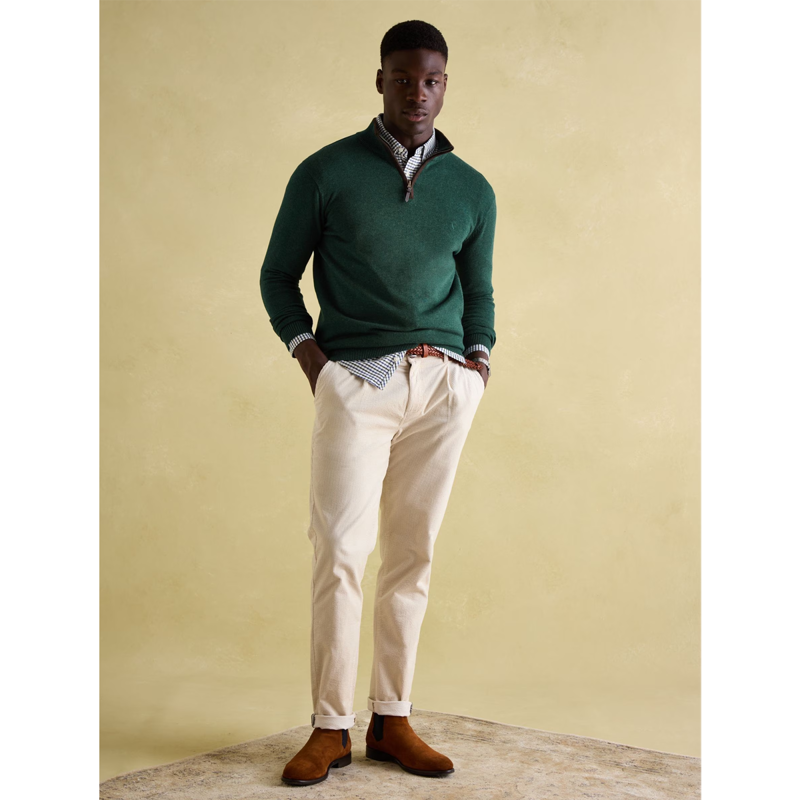 Joules Men's Hillside Quarter Zip Knit Jumper - Dark Green-3