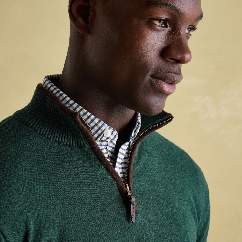 Joules Men's Hillside Quarter Zip Knit Jumper - Dark Green-6