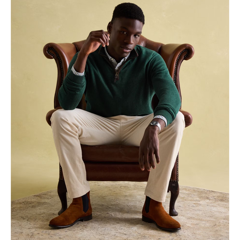 Joules Men's Hillside Quarter Zip Knit Jumper - Dark Green-4