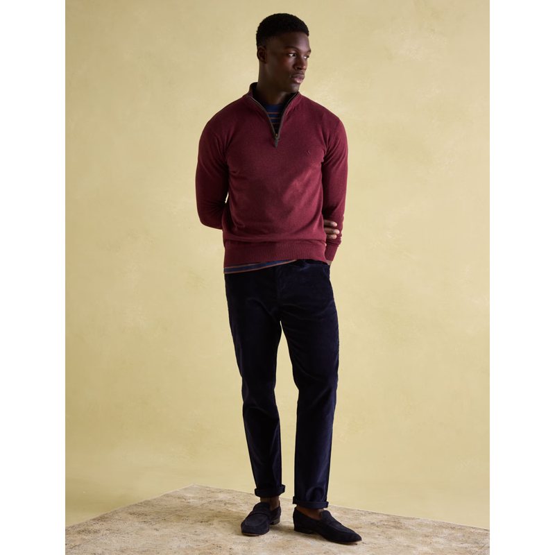Joules Men's Hillside Quarter Zip Knit Jumper - Port-2