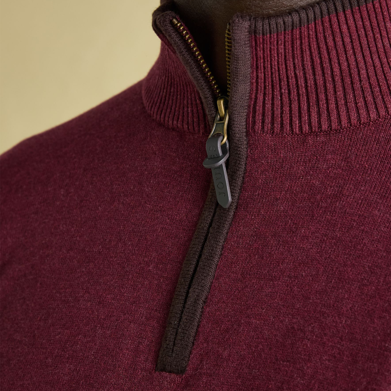 Joules Men's Hillside Quarter Zip Knit Jumper - Port-3