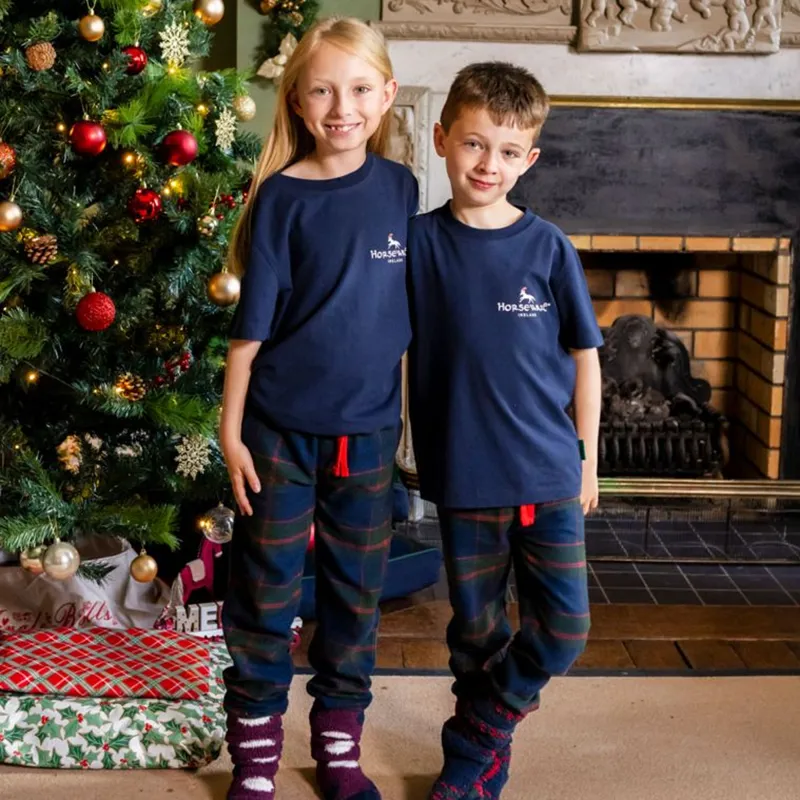 Horseware Children's Holiday PJ Set - Navy Check/Green/Red