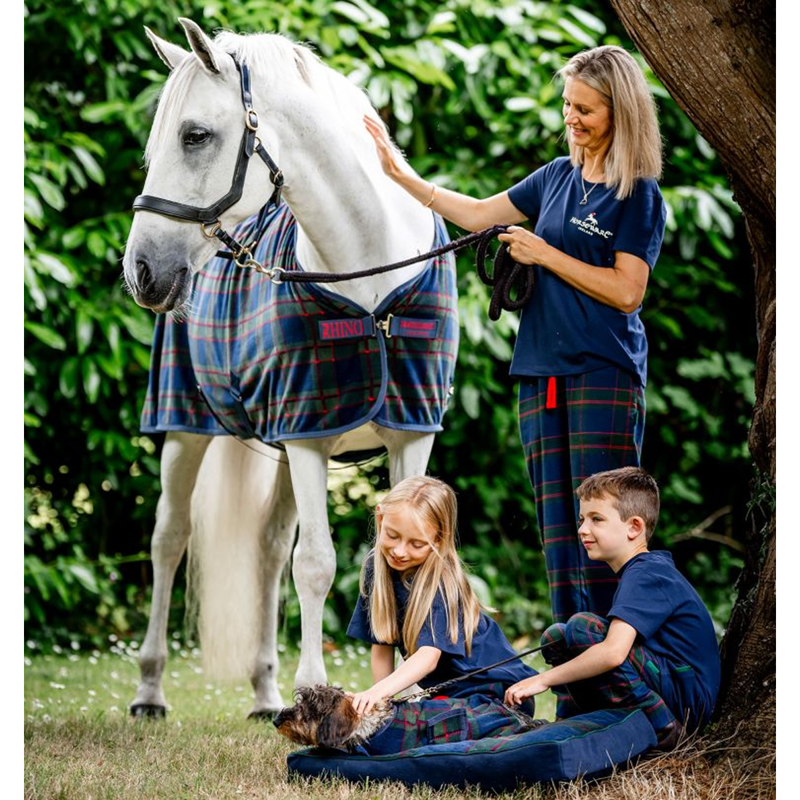 Horseware Women's Holiday PJ Set - Navy Check/Green/Red-3