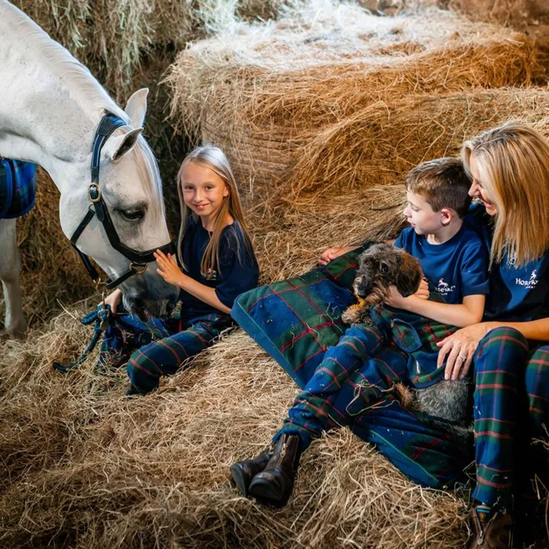 Horseware Children's Holiday PJ Set - Navy Check/Green/Red-2