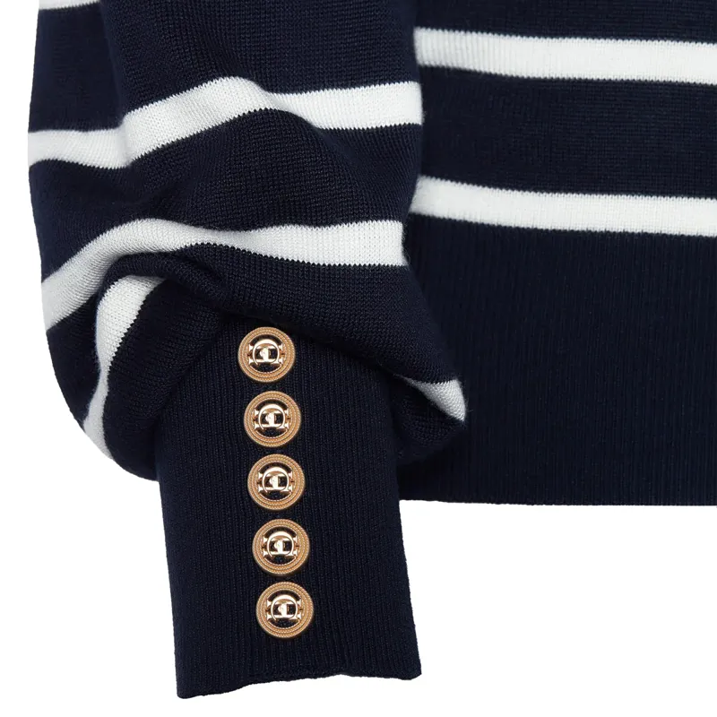 Holland Cooper Kelsie Crew Neck Knit - Ink Navy Natural Stripe-6