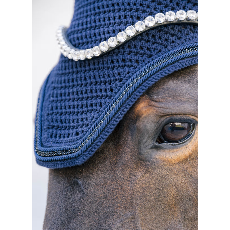 Kentucky Wellington with Metal Chain Fly Veil Full - Navy-3