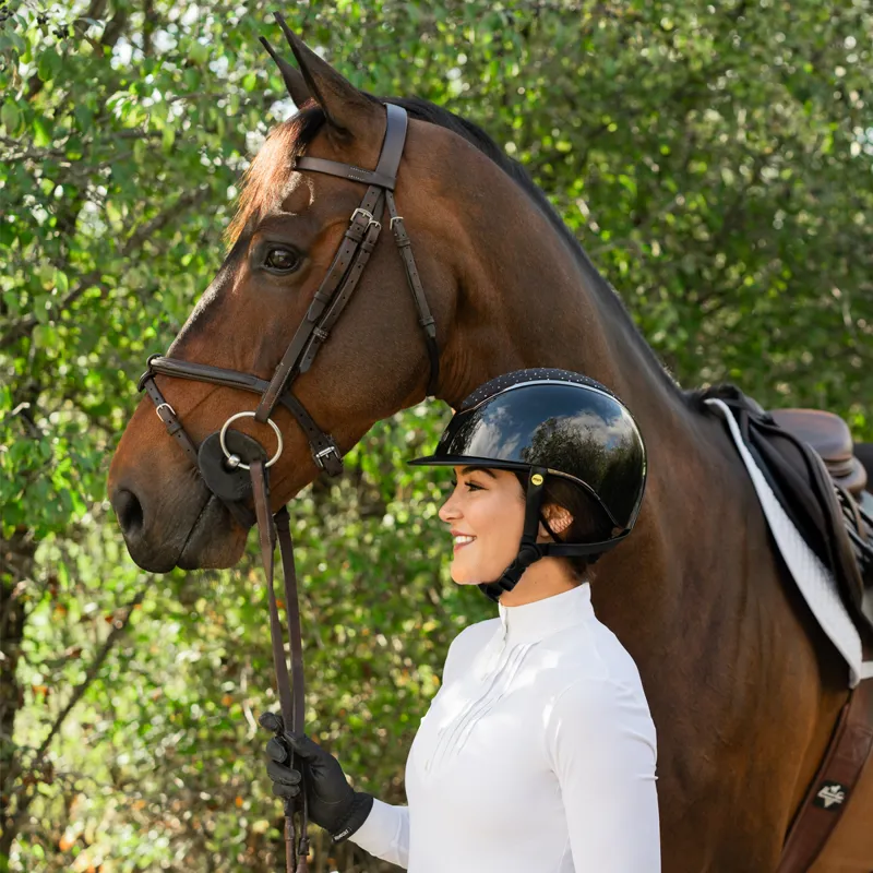 EQX by Charles Owen Kylo Crystal with MIPS Riding Hat - Black Gloss/Chrome Crystal-4