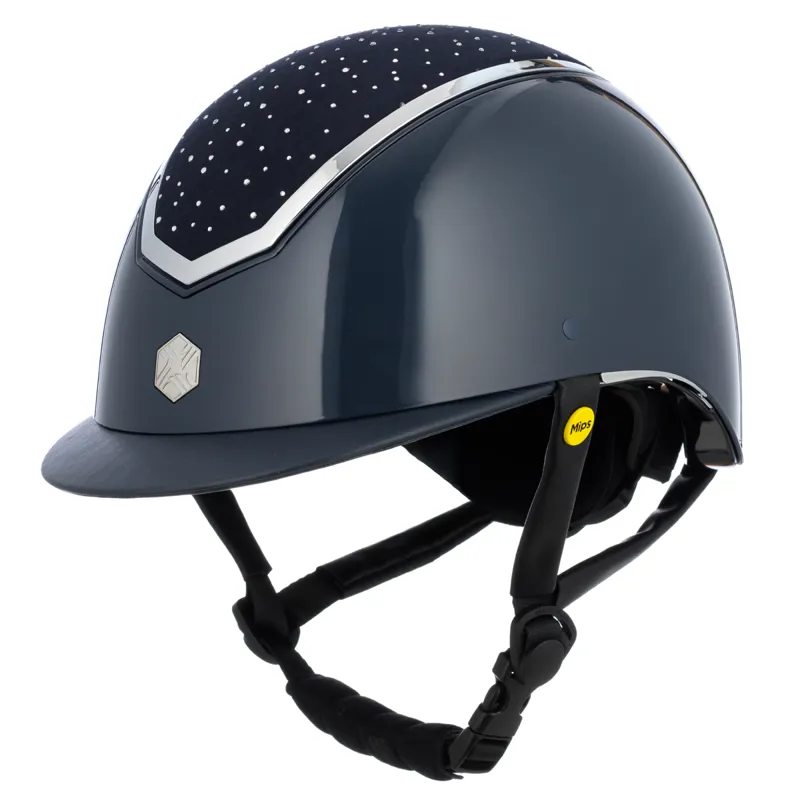 EQX by Charles Owen Kylo Crystal with MIPS Riding Hat - Navy Gloss/Silver Crystal